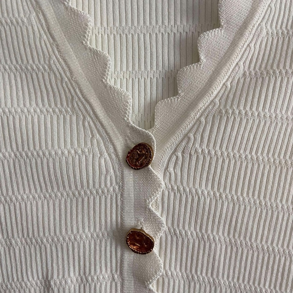 SANDRO WOOL CROP CARDIGAN GOLD BUTTONS SHORT SLEEVE CUTESY PREP ACADEMIA BRIDAL - Picture 3 of 8